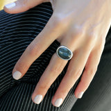 Personalized Blue Labradorite Ring in Sterling Silver Ring