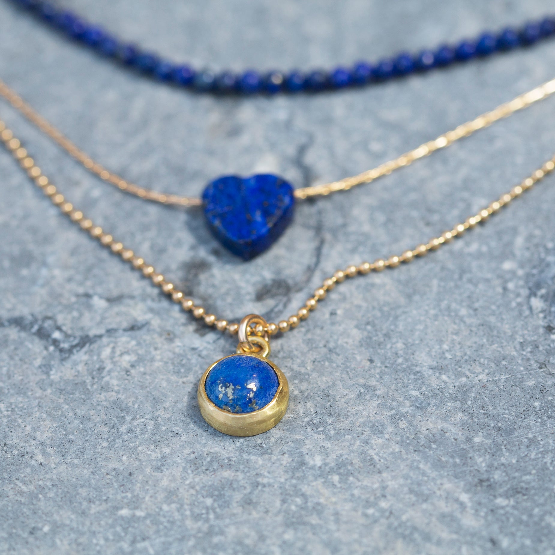 Blue Layered Necklace ,Triple strand Necklace ,September Birth Stone Necklace ,Lapis Lazuli Necklace ,Stacked Necklaces