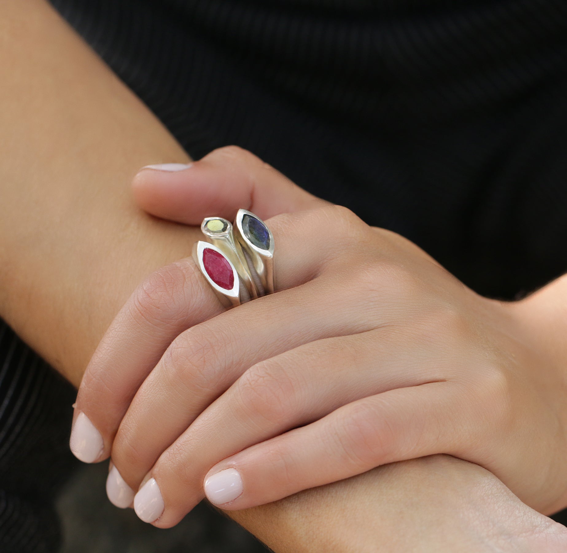 Ruby Ring, Sterling Silver Ring For Women, Statement Ring, Marquise Gemstone Ring, Bridal Ring