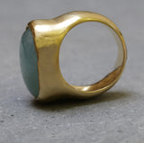 Artisan Statement Oval Aquamarine Ring in Gold