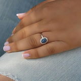 טבעת כסף סטרלינג 925 עם אבן חן טנזניט