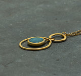 Gold Plated Long Necklace with Jade Pendant