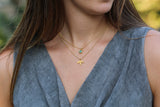 Layered Necklace with Gemstone and Charm Pendant
