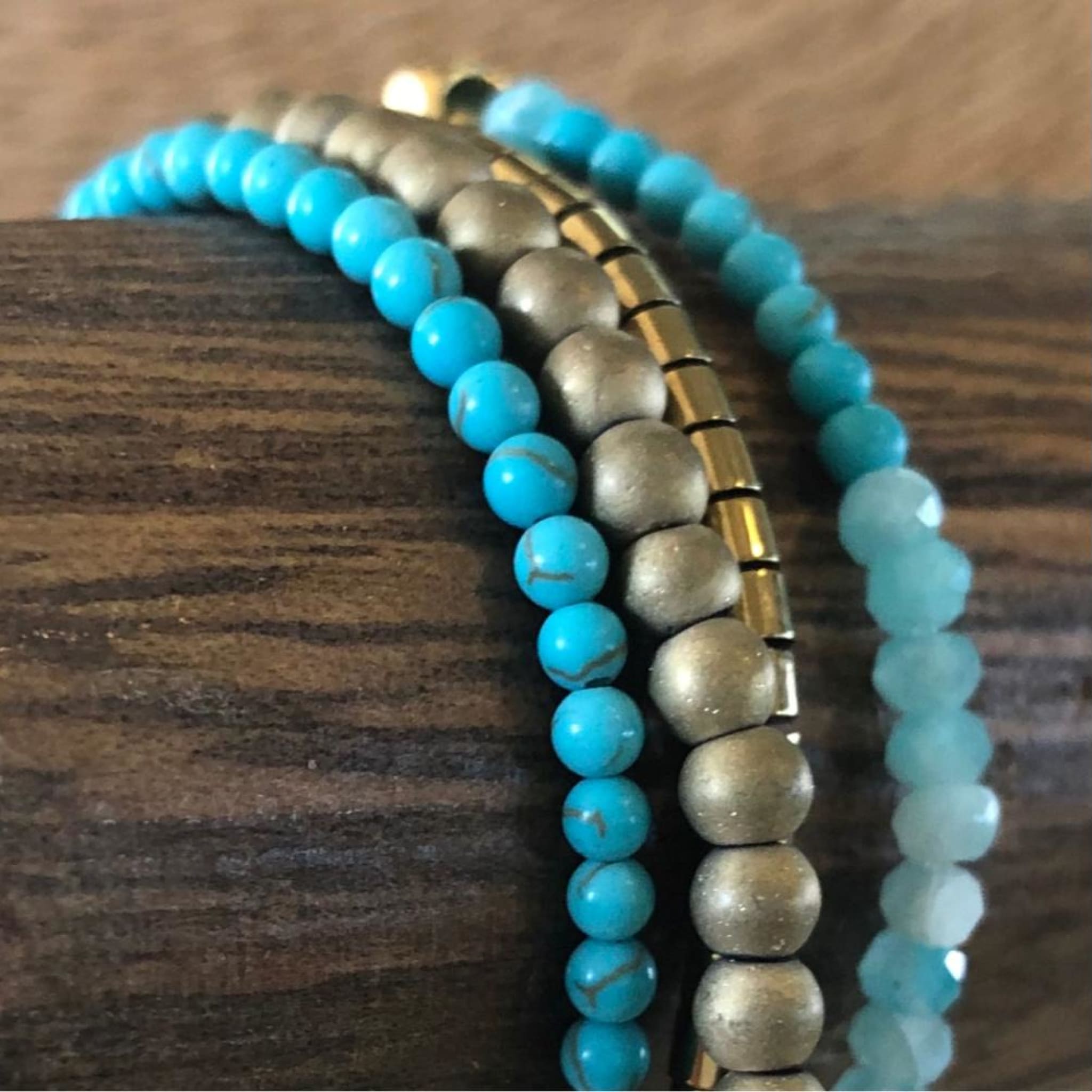 Amazonite And Gold Bead Wrap Bracelet Bracelets
