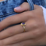 Amethyst Gemstone Ring in Gold Plating