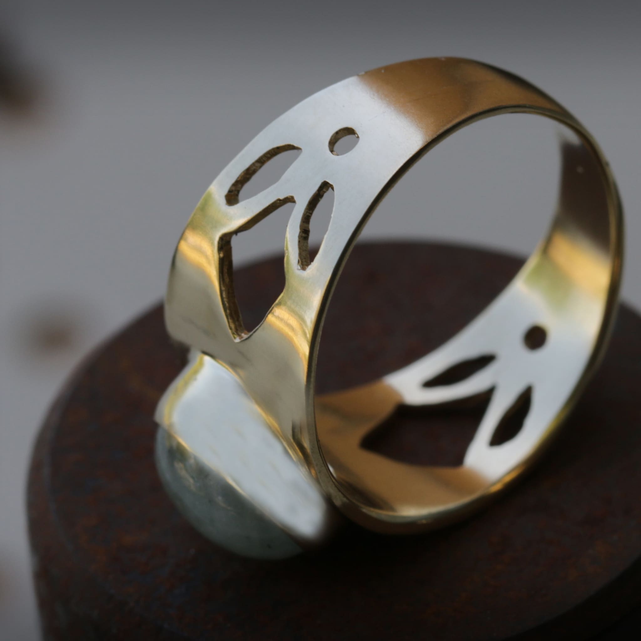 טבעת הצהרת אקוומרין, טבעת זהב עבה לנשים טבעות זהב 14 קראט.