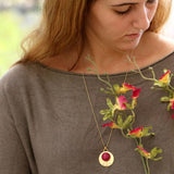 Artisan Vintage Gold Pendant Ruby Necklace Necklaces