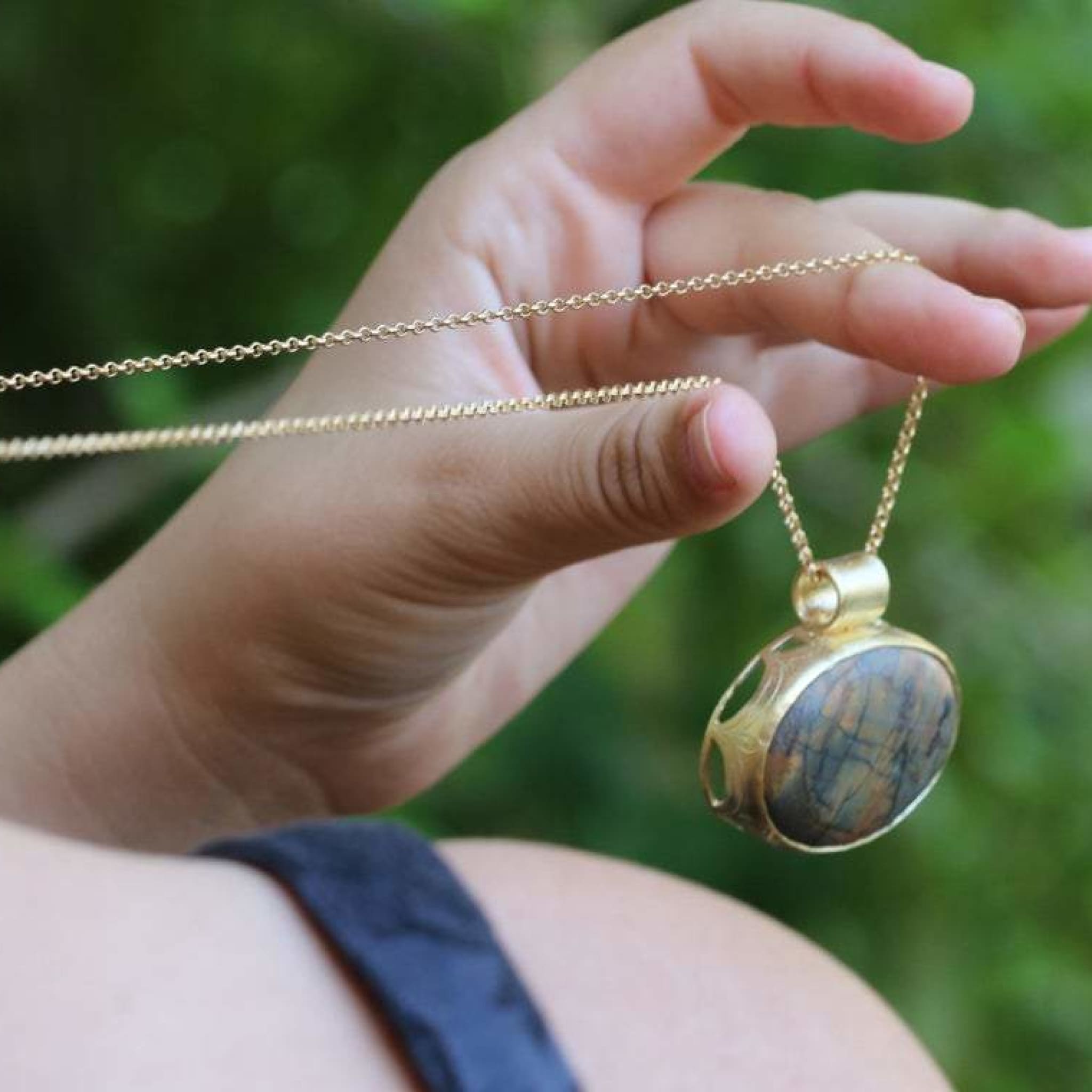 Beautiful Jasper Necklace In Long Chain Necklaces