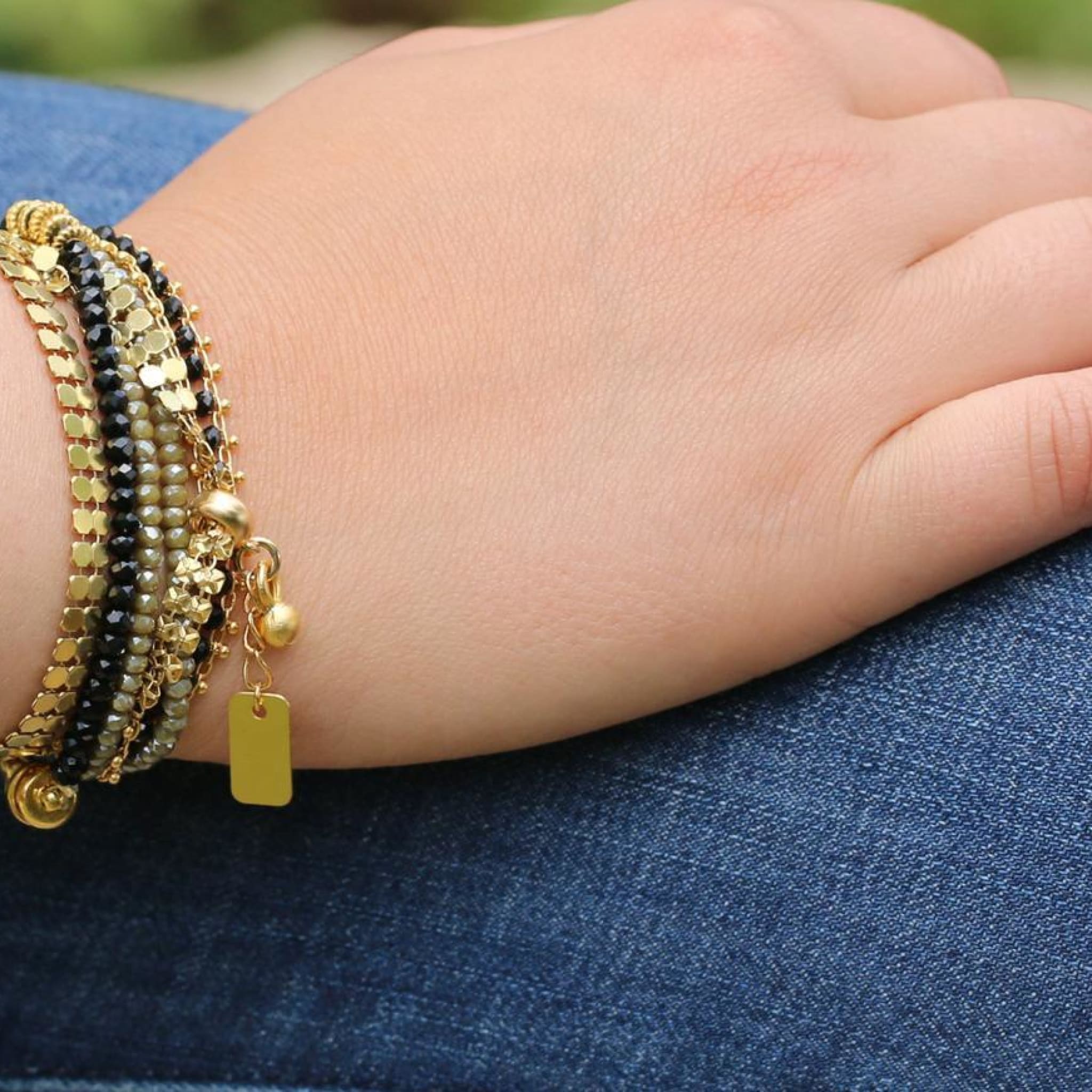 Black And Gold Wrap Bracelets For Women