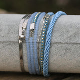 Blue and Silver Wrap Bracelet