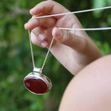 Bold Red Carnelian Necklace In Silver Necklaces