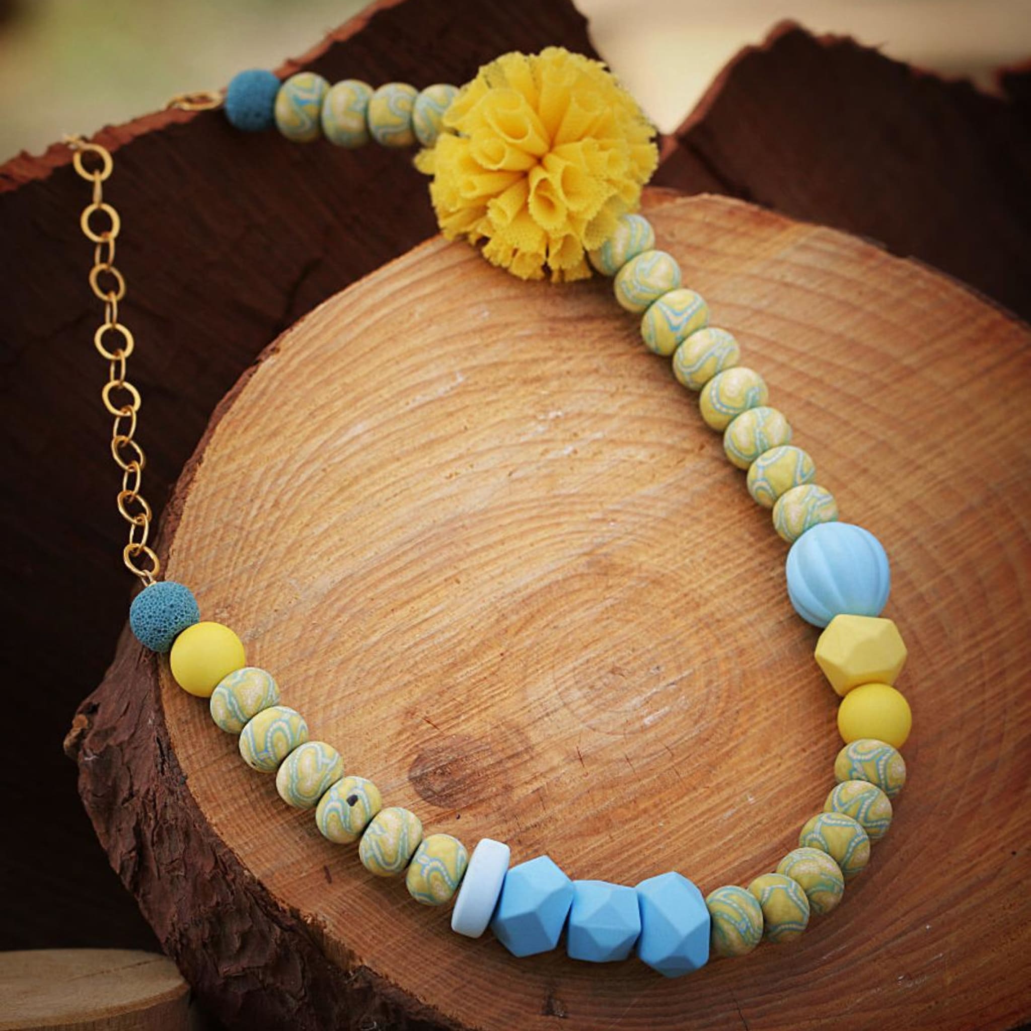 Chain And Polymer Bead Fashion Jewelry For Women Necklaces