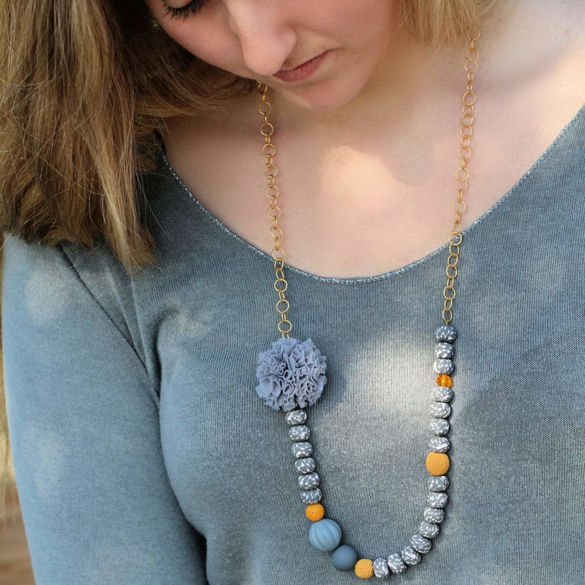Colorful Necklace With Pom Necklaces
