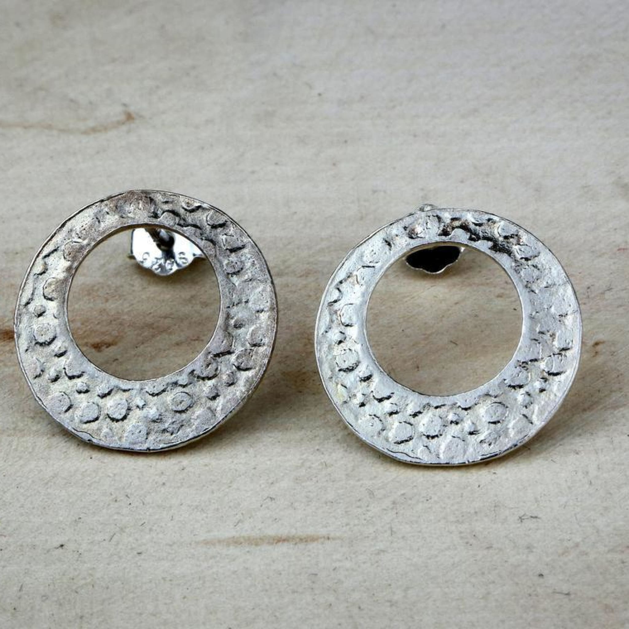 Contemporary Sterling Silver Circle Earrings