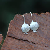Dainty Sterling Silver Pomegranate Fruit Earrings