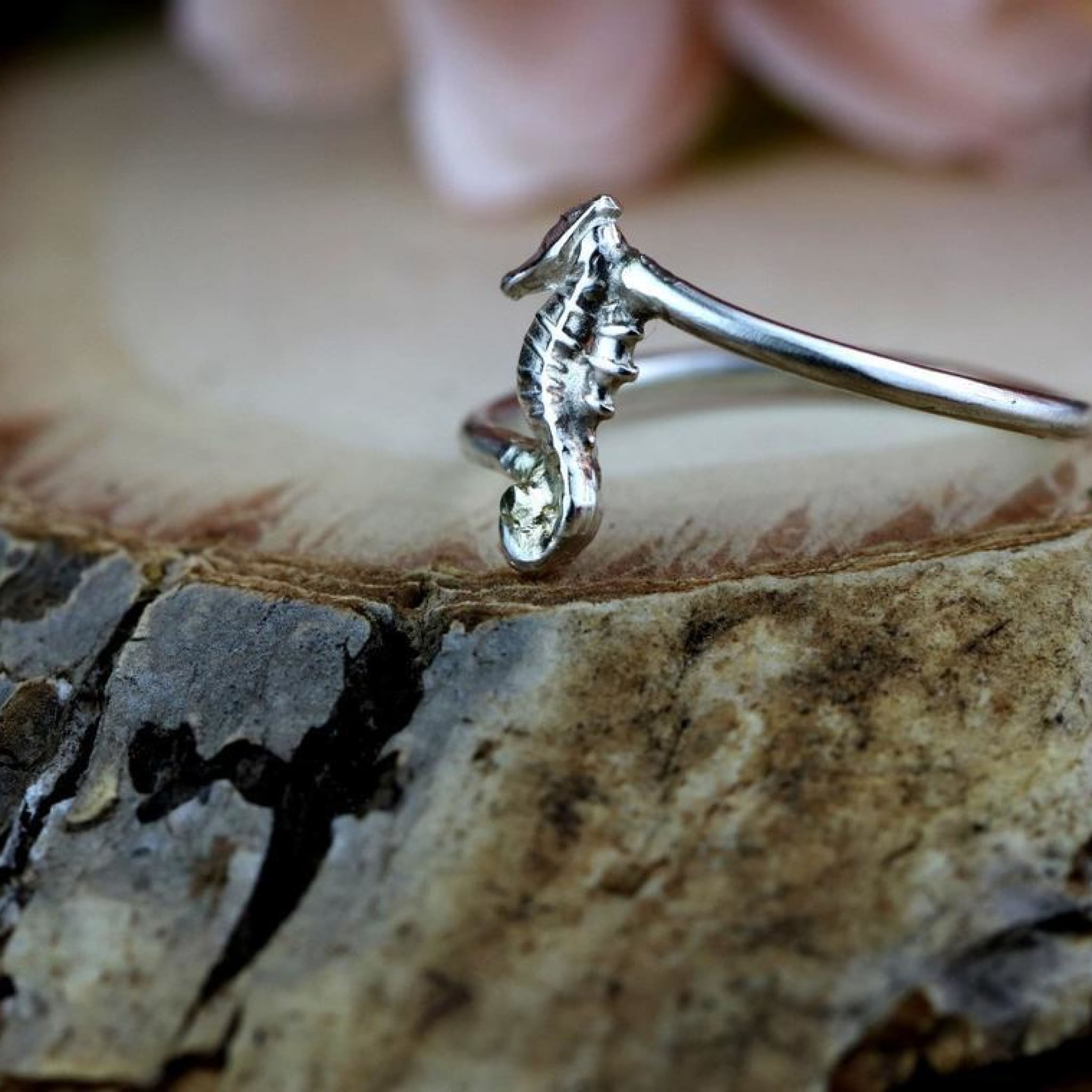 Dainty Sterling Silver Seahorse Ring Rings