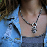Edgy Chain Necklace With Multiple Charms Necklaces