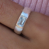 Gold 14K Band Aquamarine Ring Rings