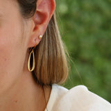Gold Plated Oval Hook Dangle Earrings