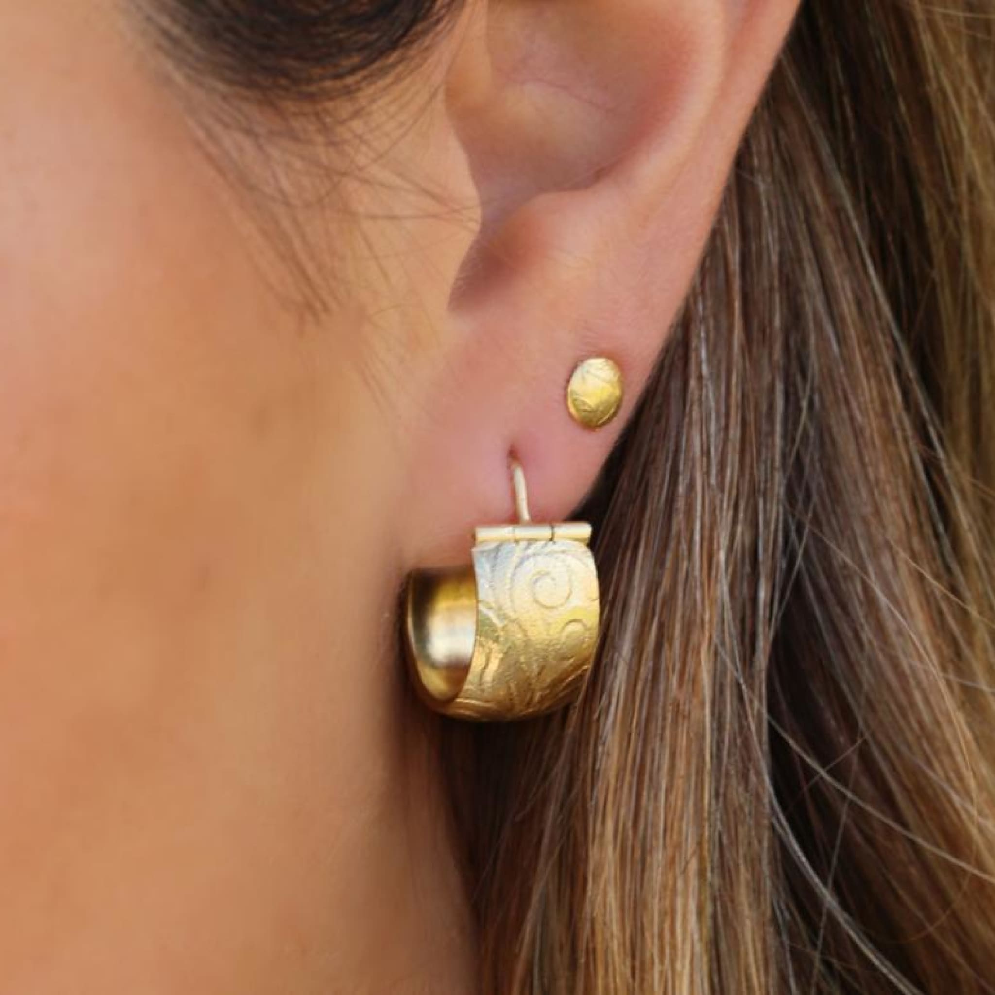 Gold Plated Thick Hoop Earrings Jewelry