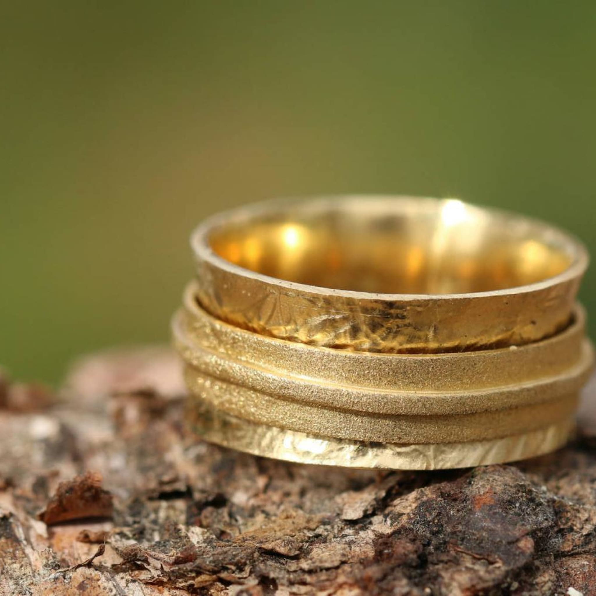 Gold Spinner Textured Ring Rings