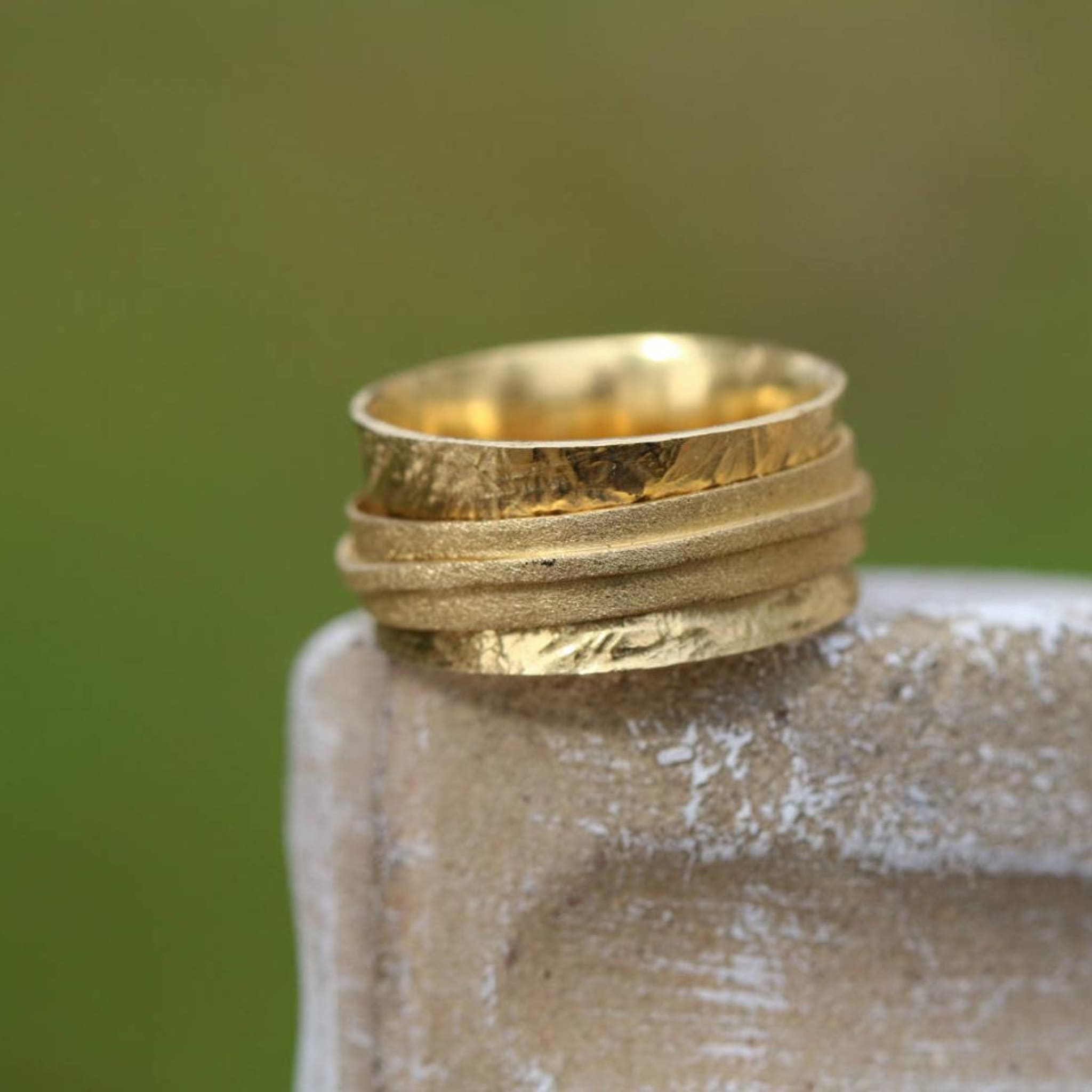 Detailed Gold Textured Ring Jewelry