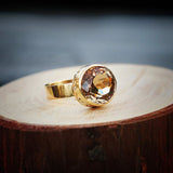 Gold Statement Ring with Citrine Gemstone