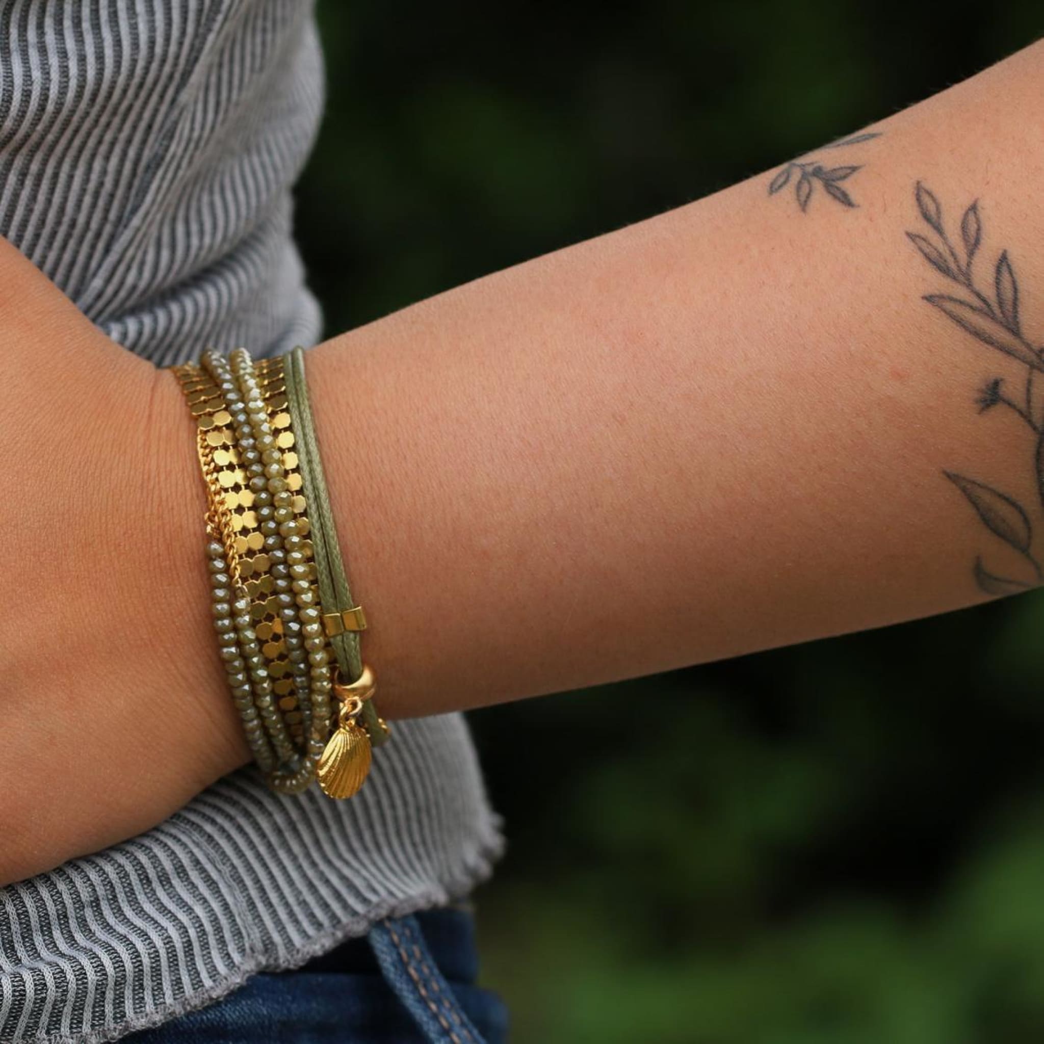 Green And Golden Wrap Bracelet For Women Bracelets