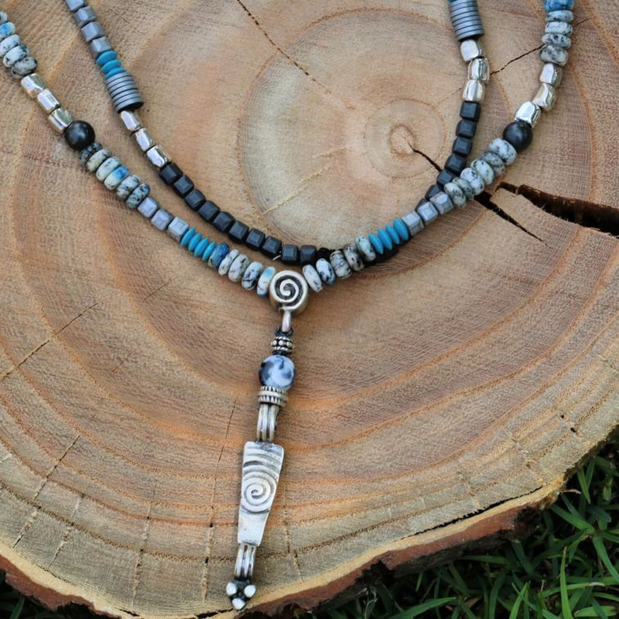 Bold Hematite Point Necklace for Men - Grounding & Stylish | Luck Strings