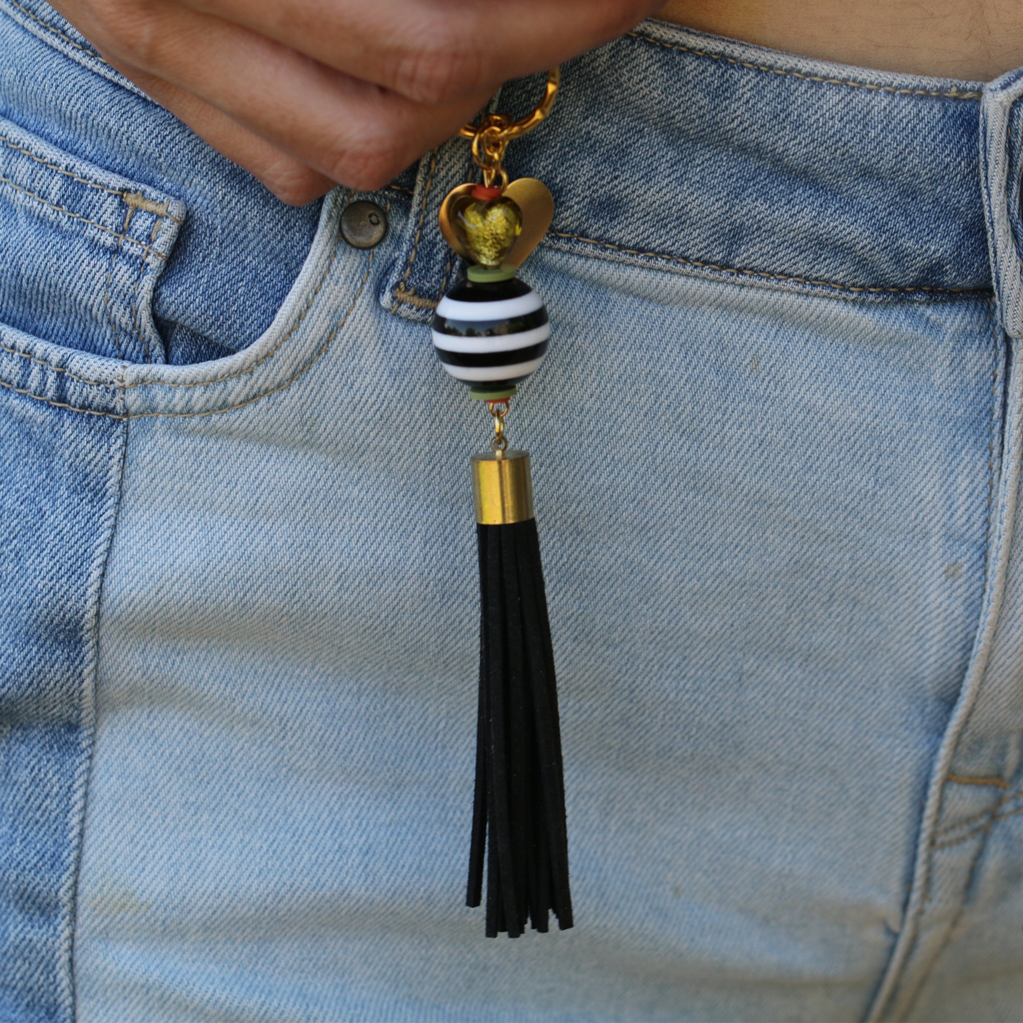 A Modern, Colorful Hand Made Keychain As A Gift For Friend Or Family.