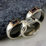 Silver Tourmaline Ring • Rectangle Blue Tourmaline Ring • Band Ring • Custom Birthstone Ring • Gift Jewelry • Handmade Rings • Gift Rings