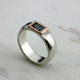 Silver Tourmaline Ring • Rectangle Blue Tourmaline Ring • Band Ring • Custom Birthstone Ring • Gift Jewelry • Handmade Rings • Gift Rings