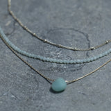 Multi Strand Necklace • Set Of Three Silver And Amazonite Necklace • Dainty Layered • Stacked Necklaces • Gifts For Her • Teardrop Pendant