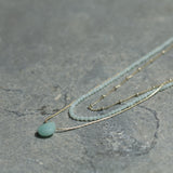 Multi Strand Necklace • Set Of Three Silver And Amazonite Necklace • Dainty Layered • Stacked Necklaces • Gifts For Her • Teardrop Pendant