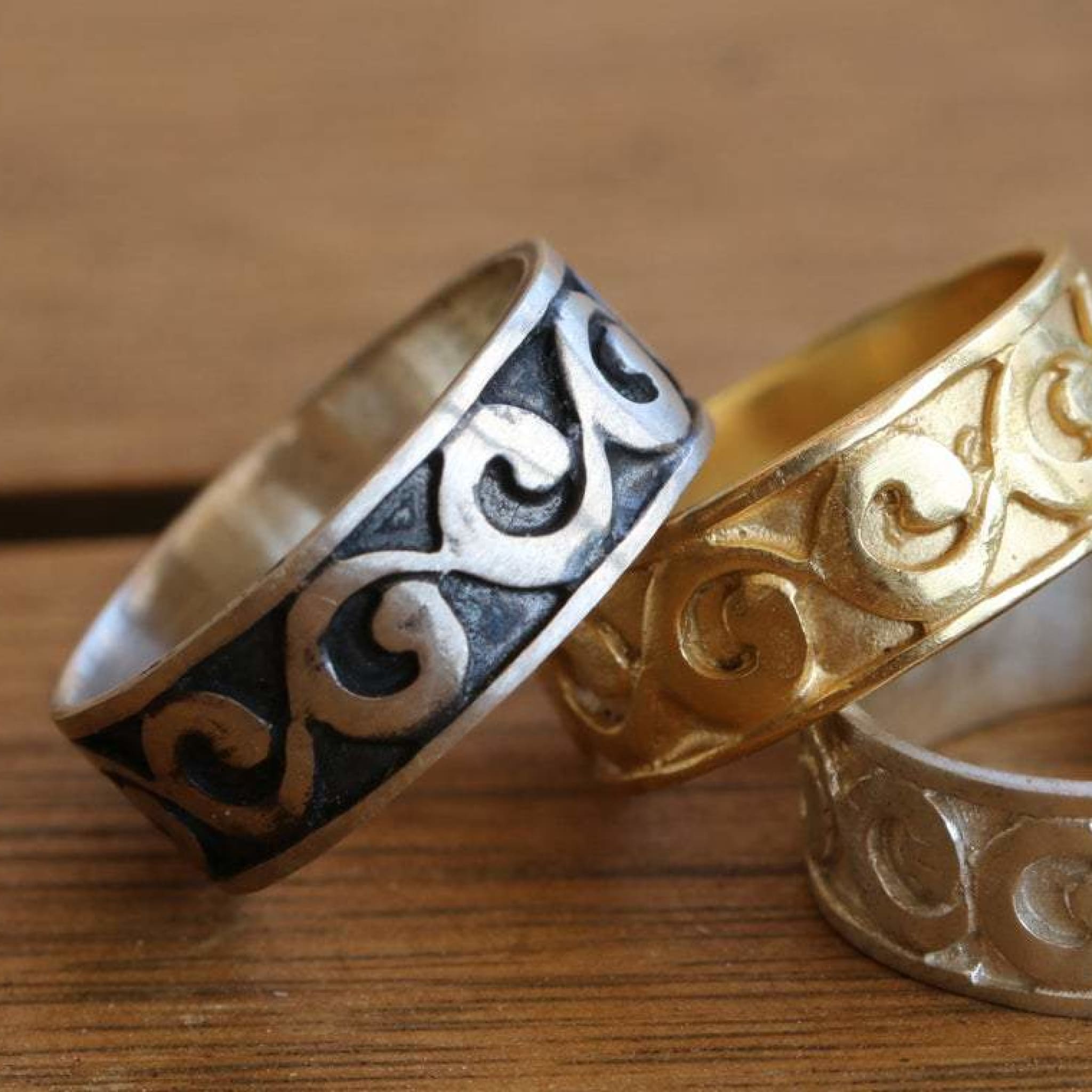 Intricate Handmade Gold Band Ring Rings