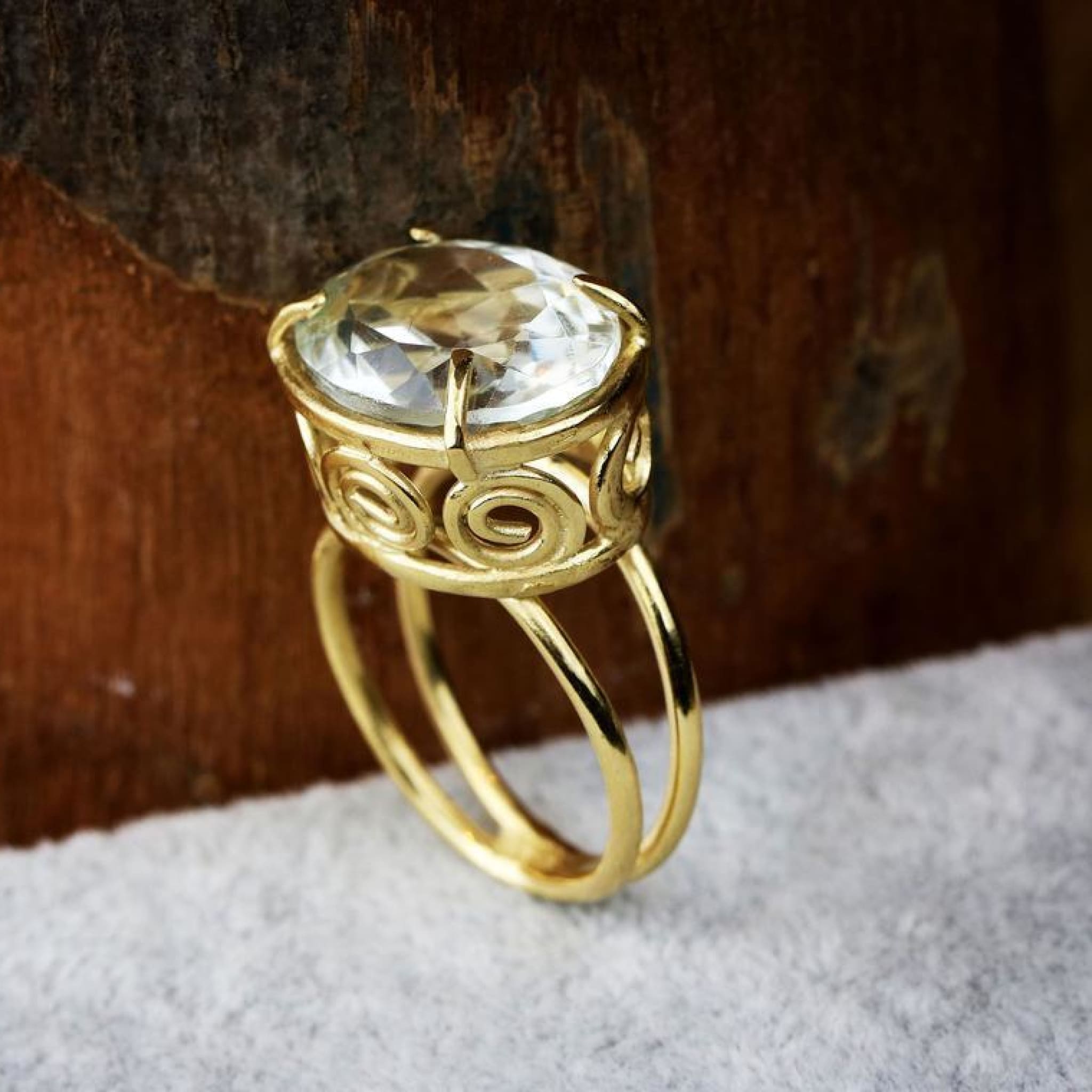 Intricate Womens Gemstone Rings With Clear Quartz