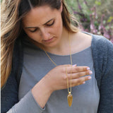 Long Gold Necklace With Agate Gemstone Necklaces