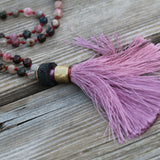 Long Tassel Necklace With Gemstone Beads Necklaces