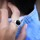 Oval Black Onyx Statement Sterling Silver Ring