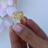Oval Faceted Yellow Gemstone Ring In Gold Plating Rings