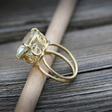 Oval Faceted Yellow Gemstone Ring In Gold Plating Rings