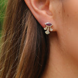 Sterling Silver Earrings With Ruby Gemstone