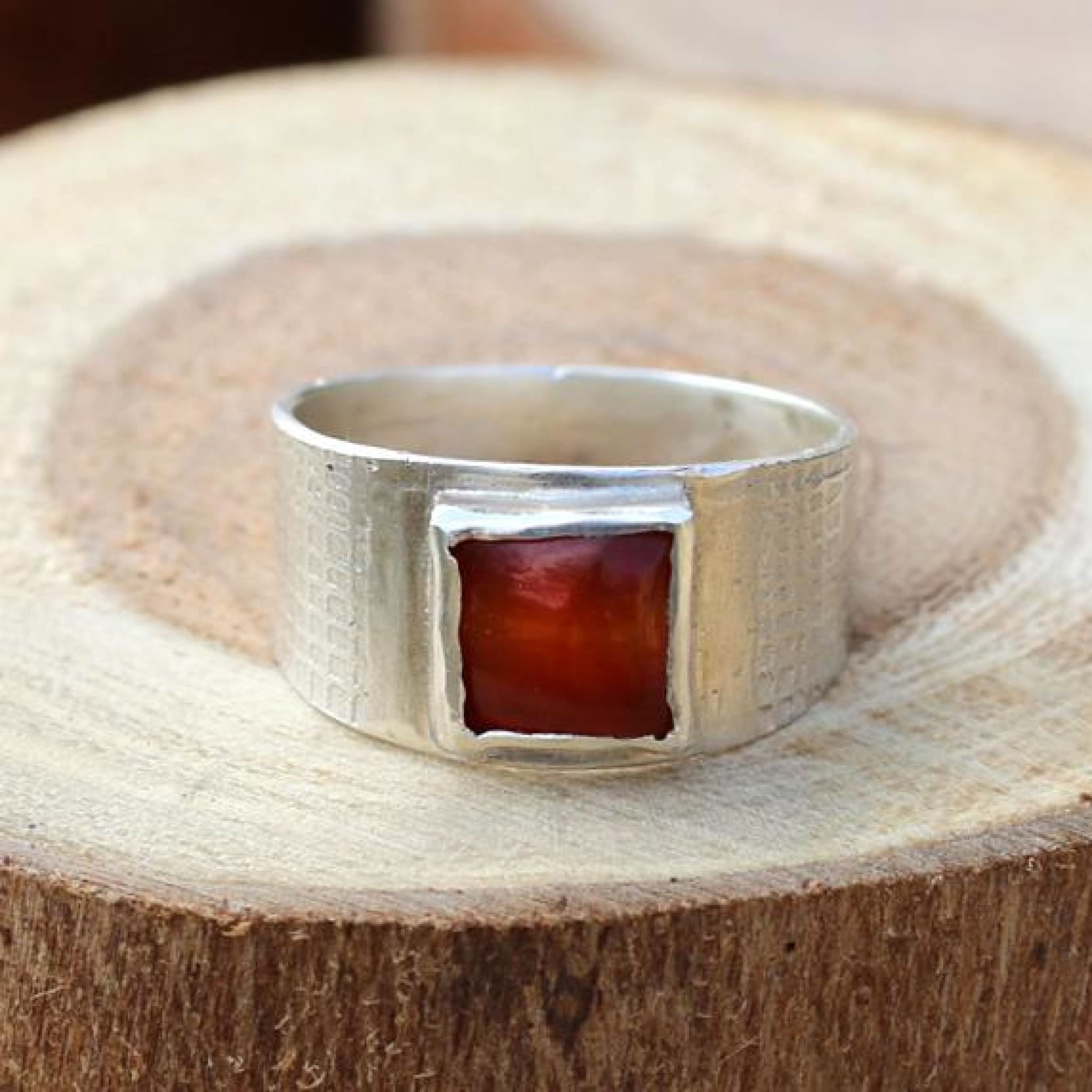 Sterling Silver Ring With Carnelian Gemstone Rings