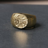Vintage Gold Flower Engraved Signet Ring Fashion Statement Rings For Women