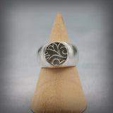 Vintage Silver Flower Engraved Signet Ring Fashion Statement Rings For Women