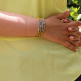 Yellow And Silver Beaded Bracelets For Women